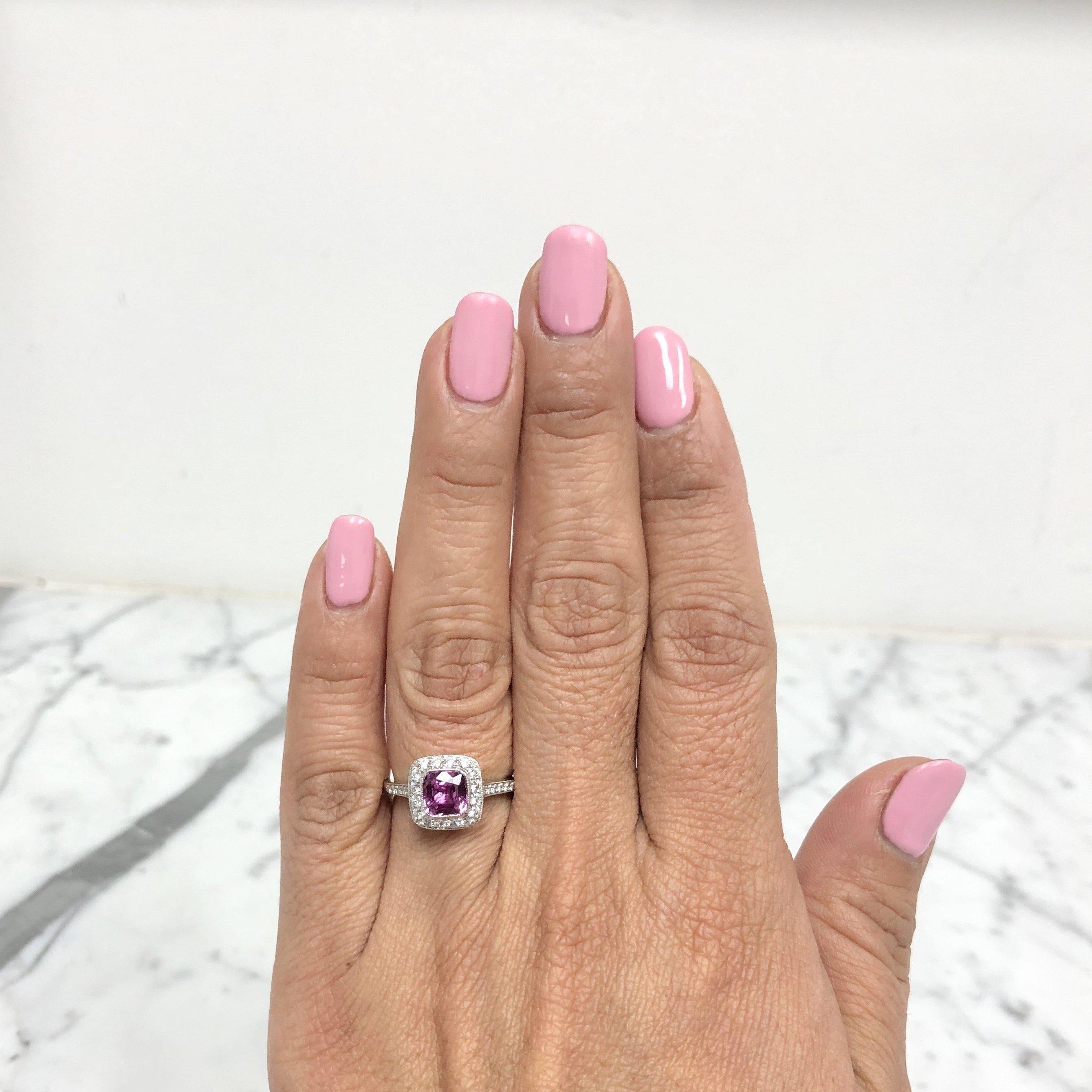 Tiffany & Co. Platinum Legacy Cushion Pink Sapphire 1.51 Carats Engagement Ring In Excellent Condition In New York, NY