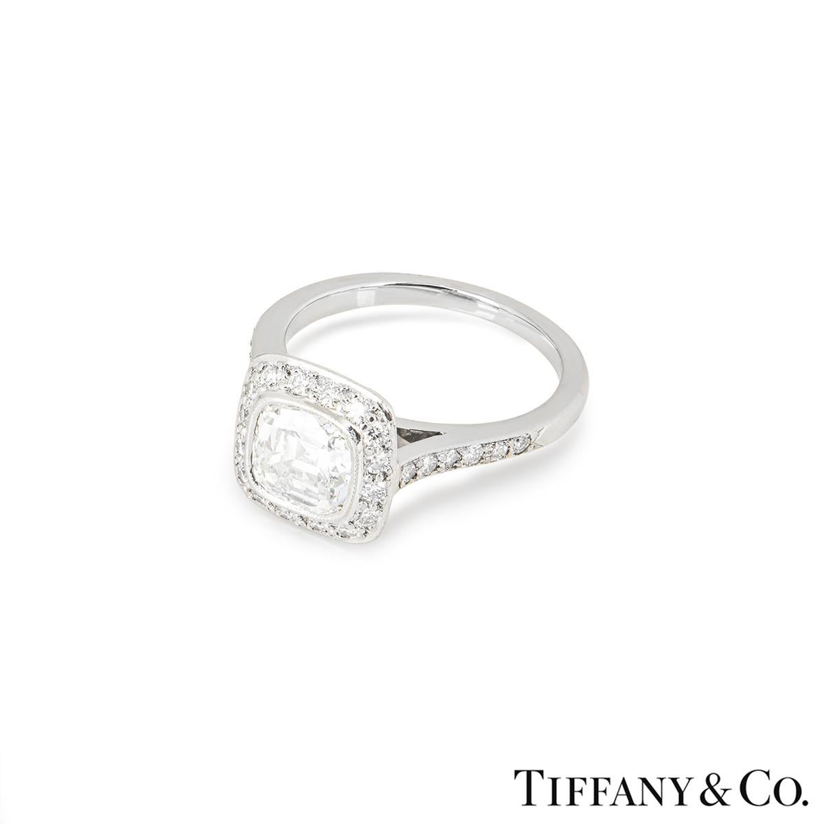 Cushion Cut Tiffany & Co. Platinum Legacy Diamond Ring 1.34ct G/VS1