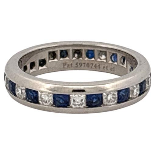Tiffany & Co. Bracelet éternel en platine Lucida 1 carat total de diamant et saphir en vente 4
