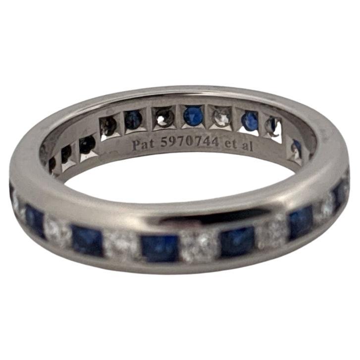 Tiffany & Co. Bracelet éternel en platine Lucida 1 carat total de diamant et saphir en vente 5