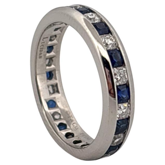 Moderne Tiffany & Co. Bracelet éternel en platine Lucida 1 carat total de diamant et saphir en vente