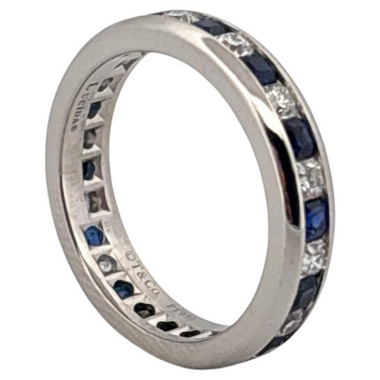 Tiffany & Co. Bracelet éternel en platine Lucida 1 carat total de diamant et saphir Bon état - En vente à Sewickley, PA