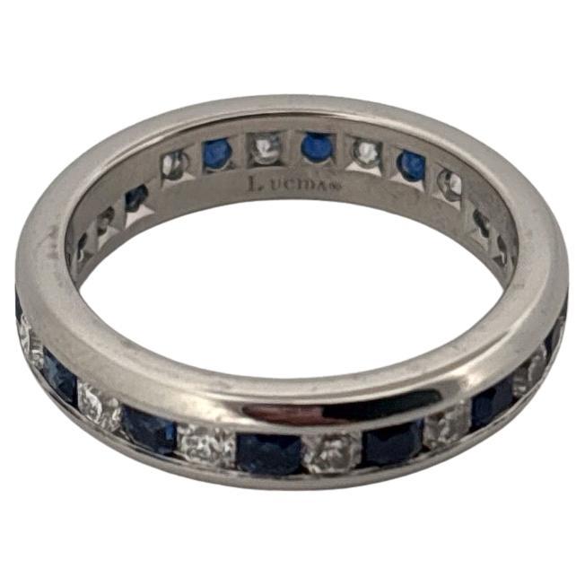 Tiffany & Co. Bracelet éternel en platine Lucida 1 carat total de diamant et saphir en vente 3