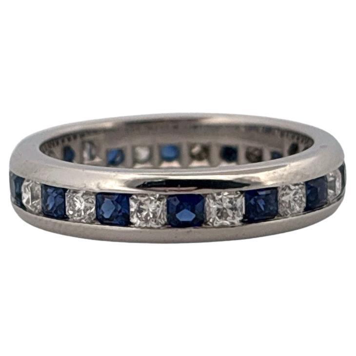 Tiffany & Co. Bracelet éternel en platine Lucida 1 carat total de diamant et saphir