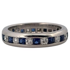 Tiffany & Co. Bracelet éternel en platine Lucida 1 carat total de diamant et saphir