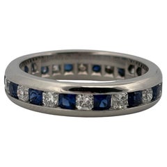 Tiffany & Co. Platinum Lucida 1 Carat Total Diamond & Sapphire Eternity Band