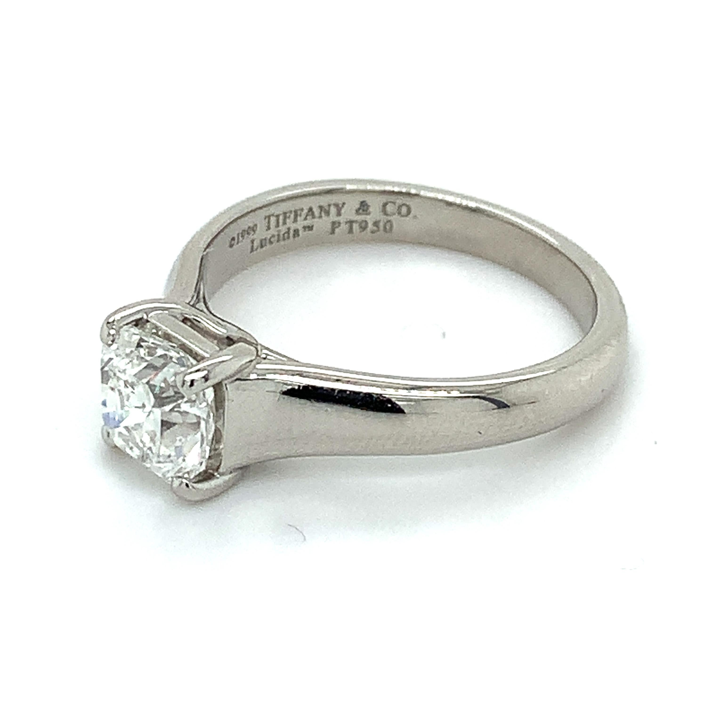 Tiffany & Co. Platinum LUCIDA 1.26CT G/VS1 Solitaire Diamond Engagement Ring 5