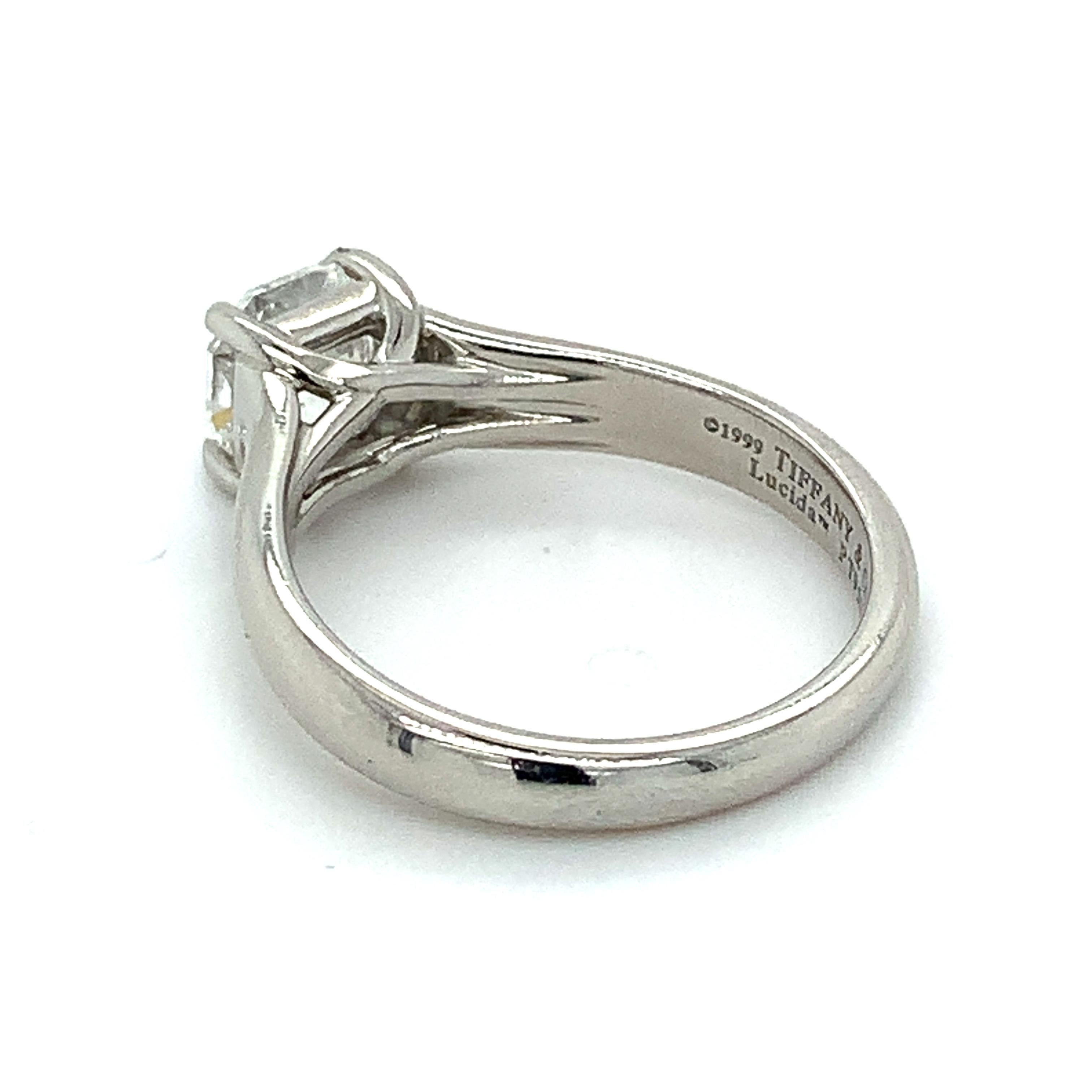 Tiffany & Co. Platinum LUCIDA 1.26CT G/VS1 Solitaire Diamond Engagement Ring 3