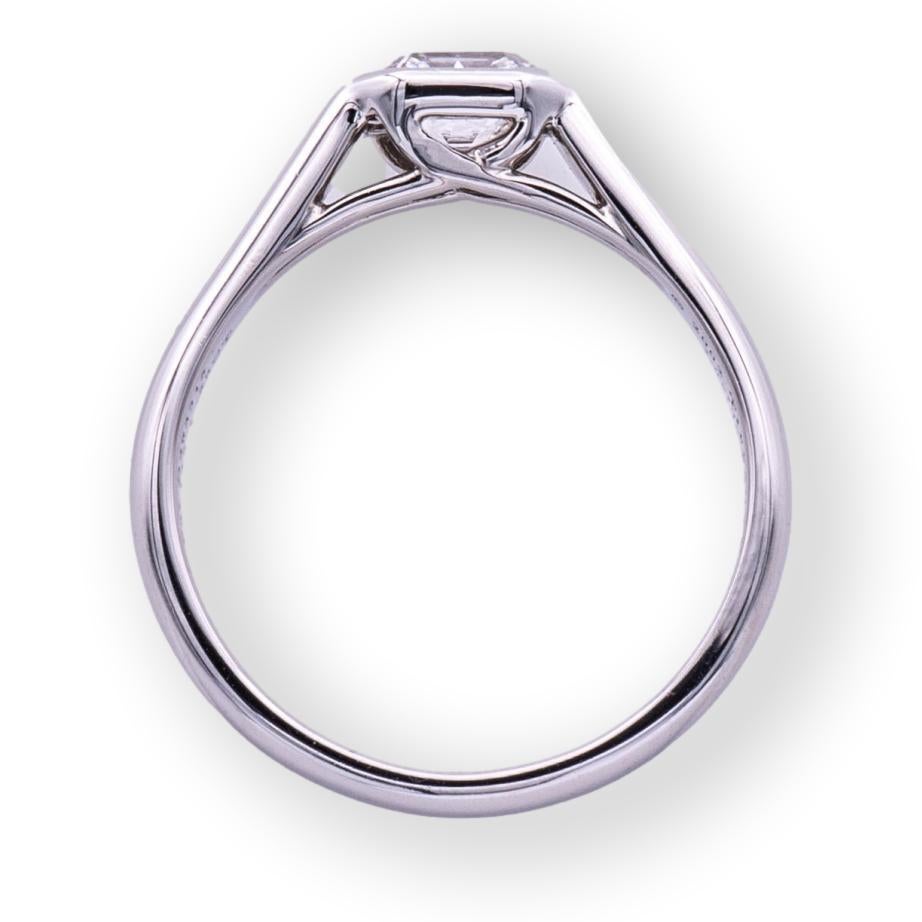 Contemporary Tiffany & Co. Platinum Lucida Cut 0.58ct FVS1 Bezel Set Engagement Ring