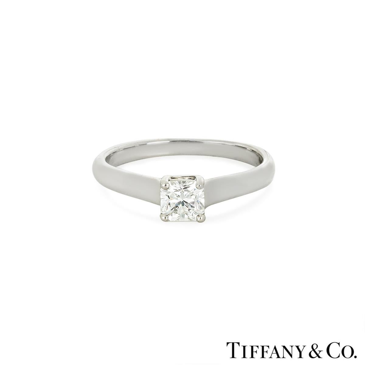 Brilliant Cut Tiffany & Co. Platinum Lucida Cut Diamond Ring 0.53 Carat H/VVS1