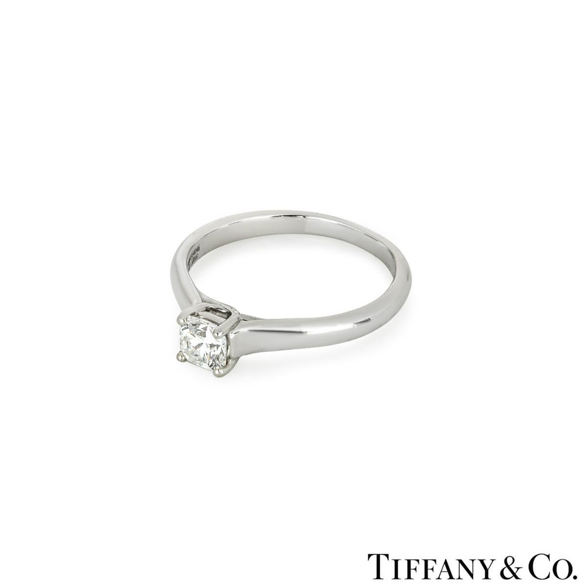 Tiffany & Co. Platinum Lucida Cut Diamond Ring 0.53 Carat H/VVS1 In Excellent Condition In London, GB