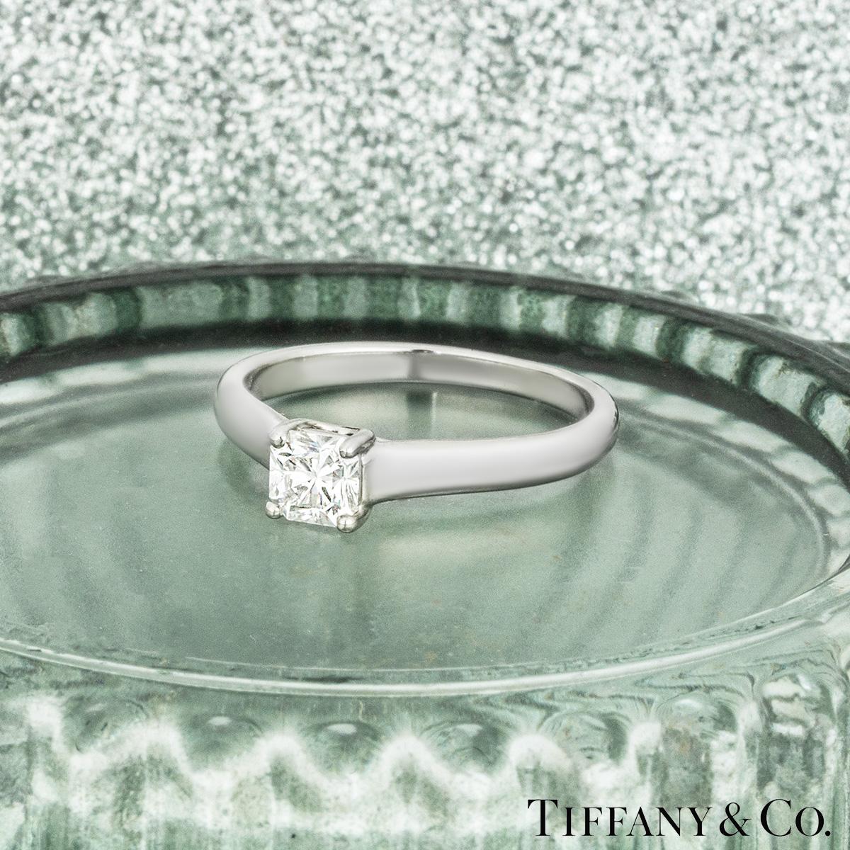 Tiffany & Co. Platinum Lucida Cut Diamond Ring 0.53 Carat H/VVS1 3
