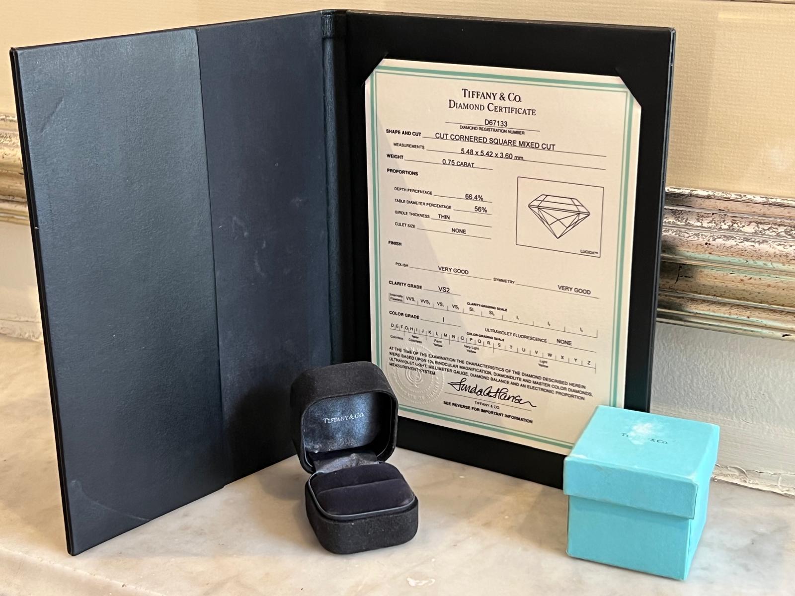 Tiffany & Co Platinum Lucida Cut Diamond Ring 0.75ct For Sale 6