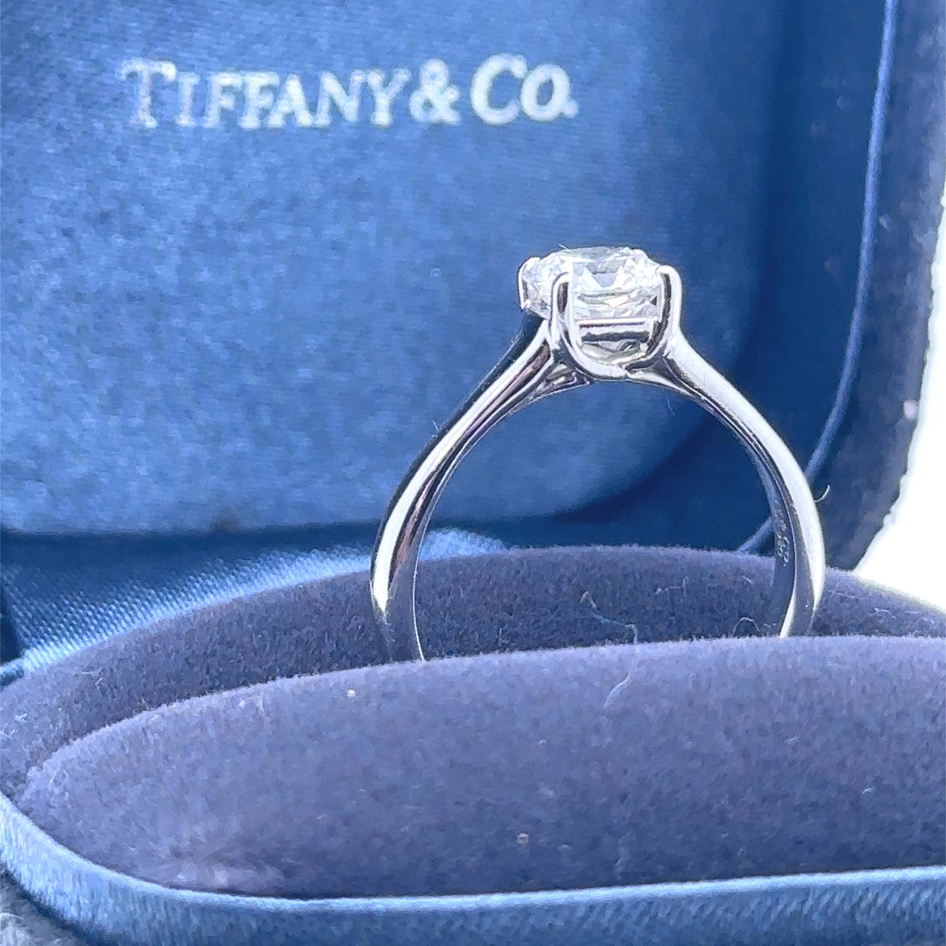 Tiffany & Co Platinum Lucida Cut Diamond Ring 0.75ct For Sale 7