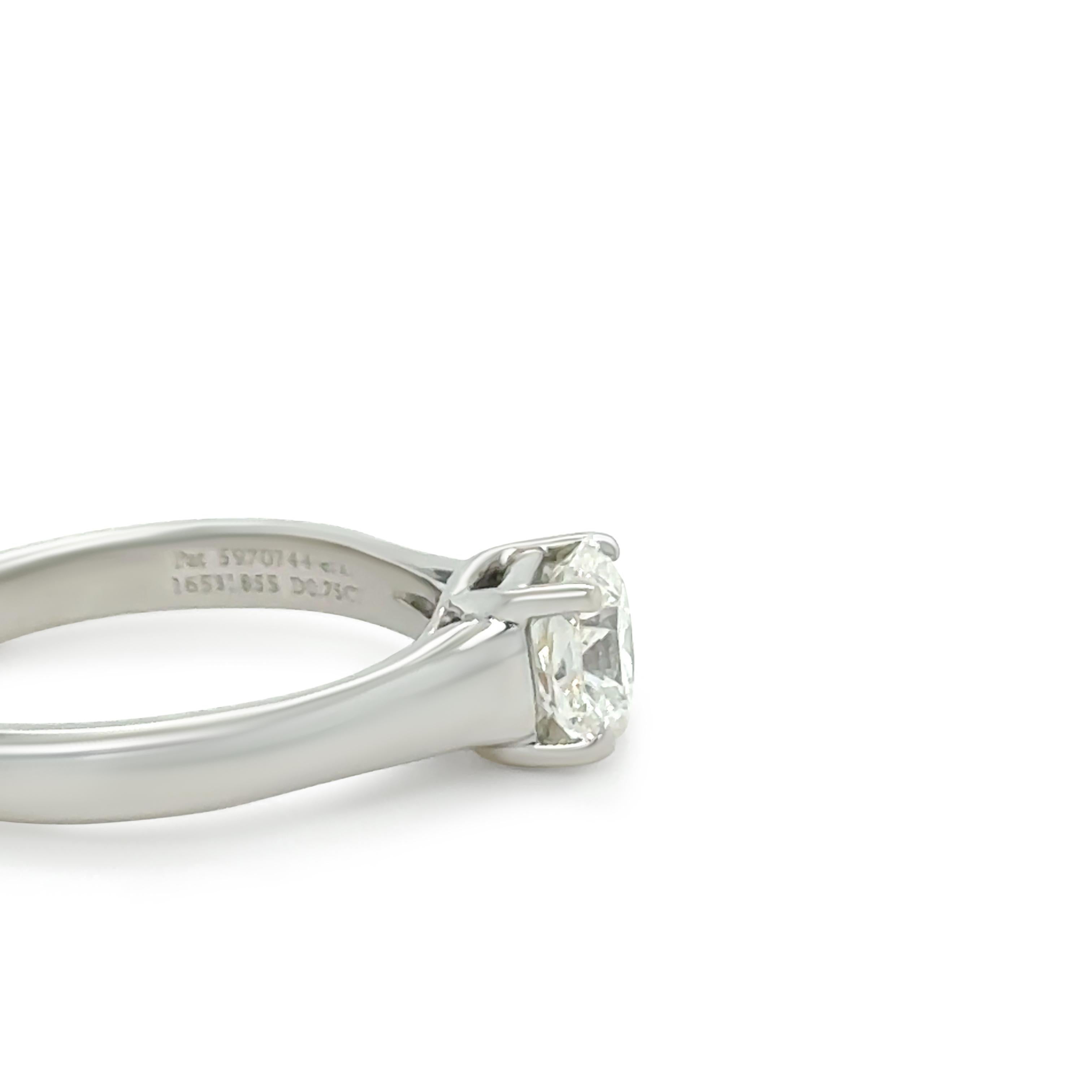 Tiffany & Co Platinum Lucida Cut Diamond Ring 0.75ct In Excellent Condition For Sale In SYDNEY, NSW