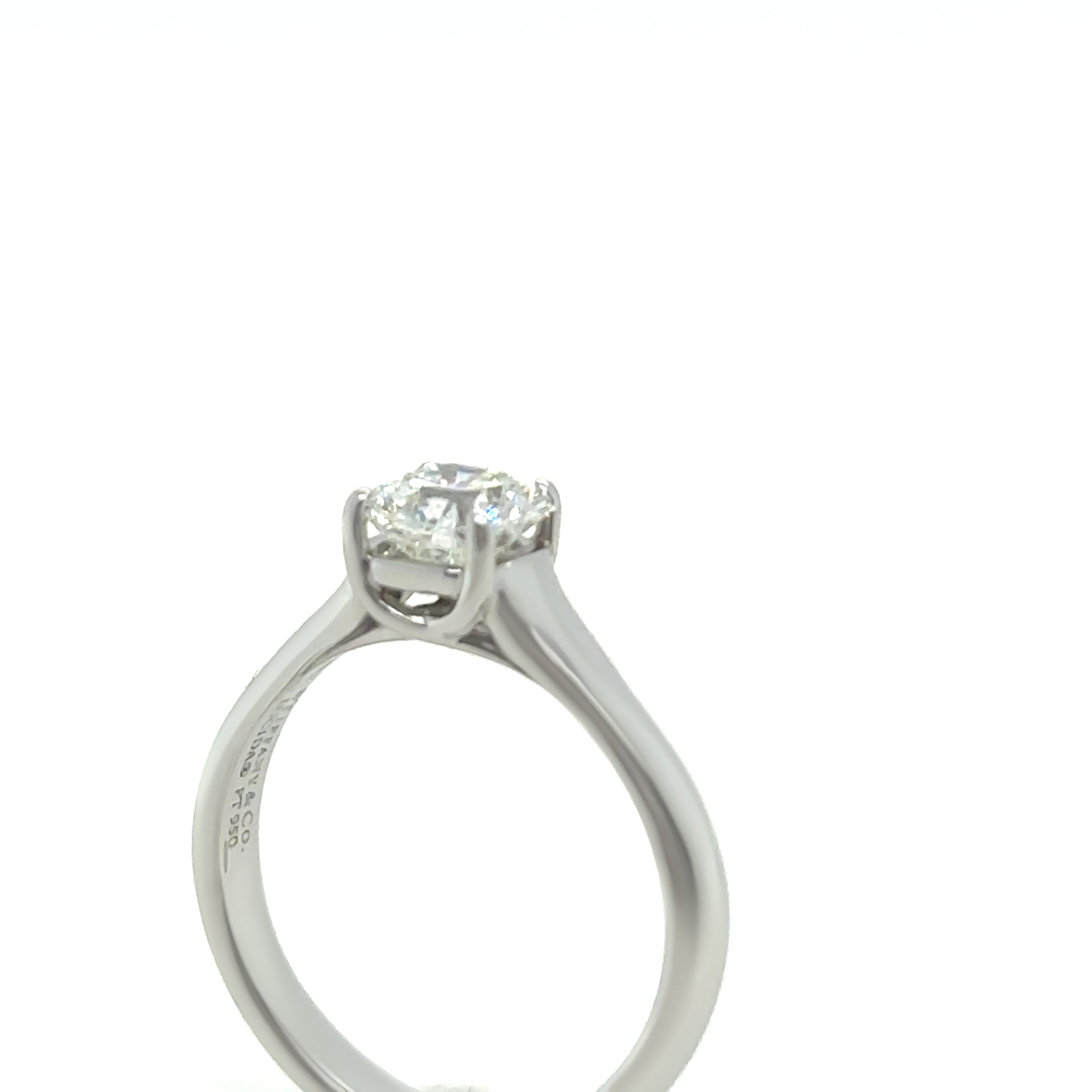 Women's Tiffany & Co Platinum Lucida Cut Diamond Ring 0.75ct For Sale