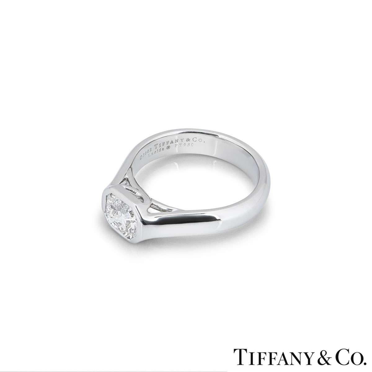 Women's Tiffany & Co. Platinum Lucida Diamond Ring 1.03 Carat F Color /IF Clarity