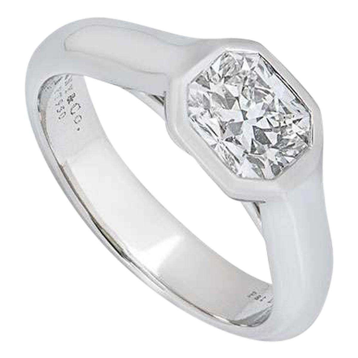 Tiffany & Co. Platinum Lucida Diamond Ring 1.03 Carat F Color /IF Clarity