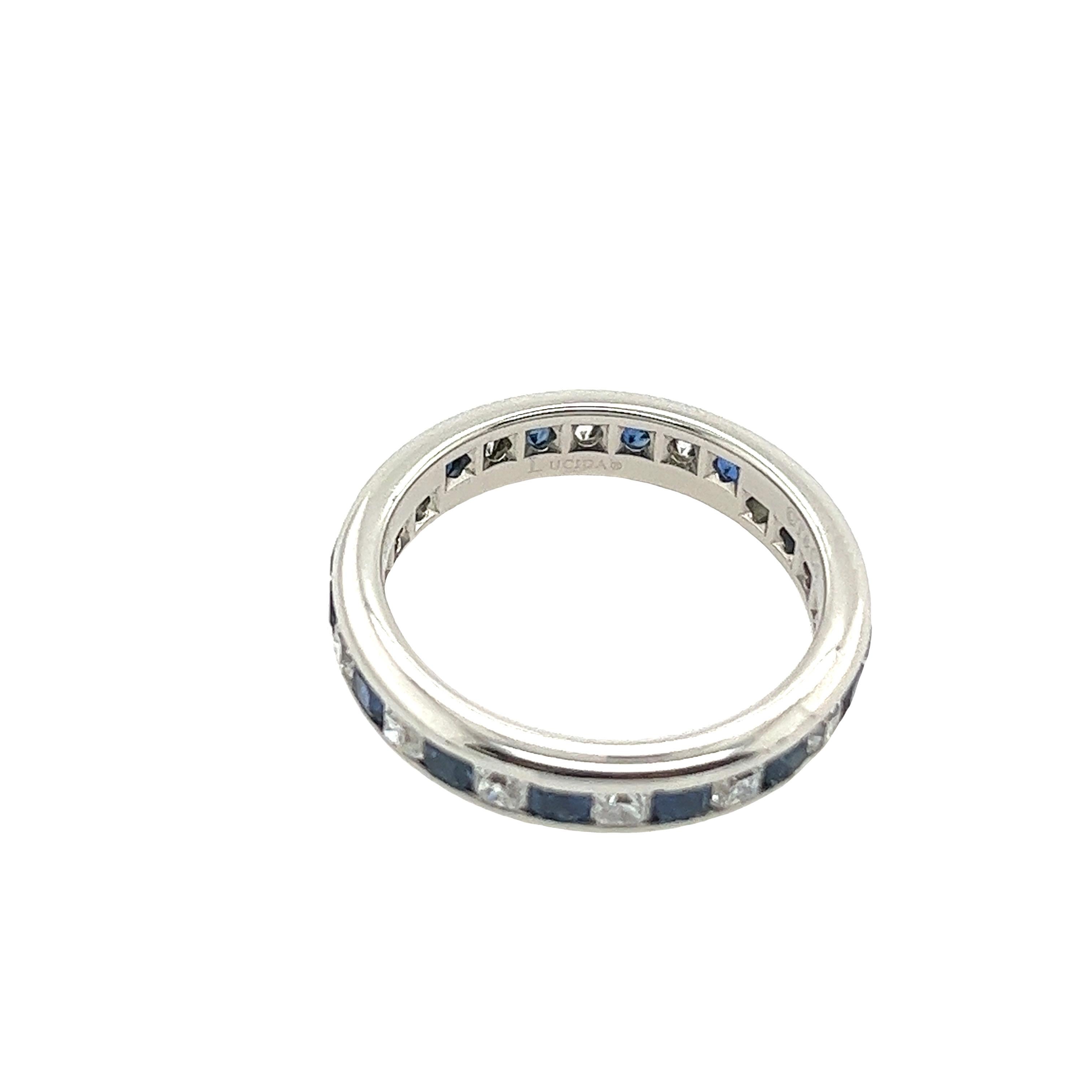 Tiffany & Co. Platinum Lucida Diamond & Sapphire Full Eternity Ring In Excellent Condition For Sale In London, GB