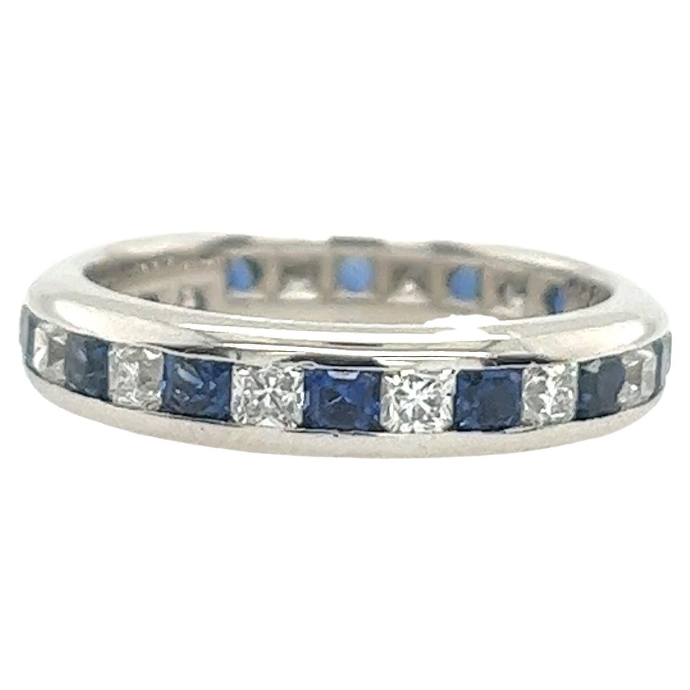 Tiffany & Co. Platinum Lucida Diamond & Sapphire Full Eternity Ring For Sale