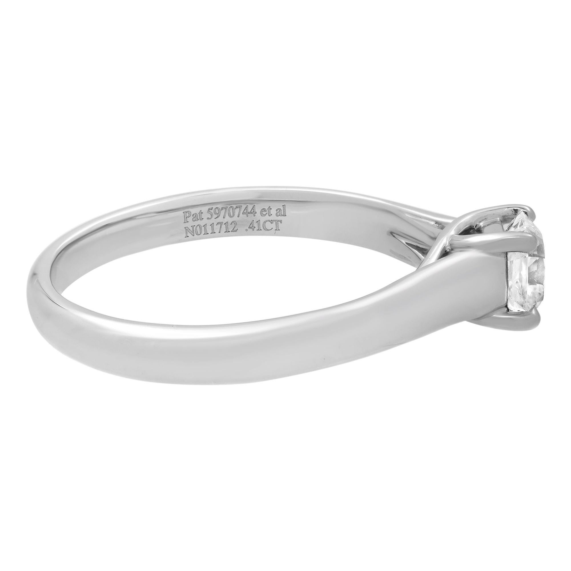 Modern Tiffany & Co Platinum Lucida Solitaire Diamond Engagement Ring 0.41cttw For Sale