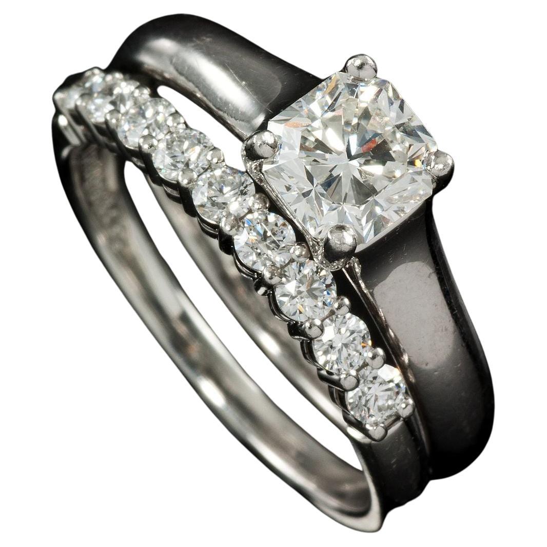 The Platinum Lucida Tiffany Wedding Set you've described is a classic and elegant choice for couples seeking timeless sophistication in their engagement and wedding rings. Here's a breakdown of its features:

Engagement Ring:

The centerpiece of the