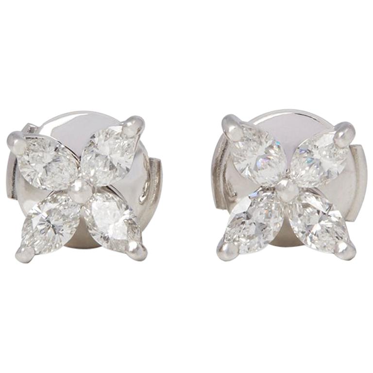 Tiffany and Co. Platinum Marquise Cut Diamond Medium Victoria Stud Earrings  at 1stDibs | tiffany victoria earrings