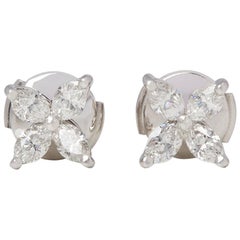 Tiffany & Co. Platinum Marquise Cut Diamond Medium Victoria Stud Earrings