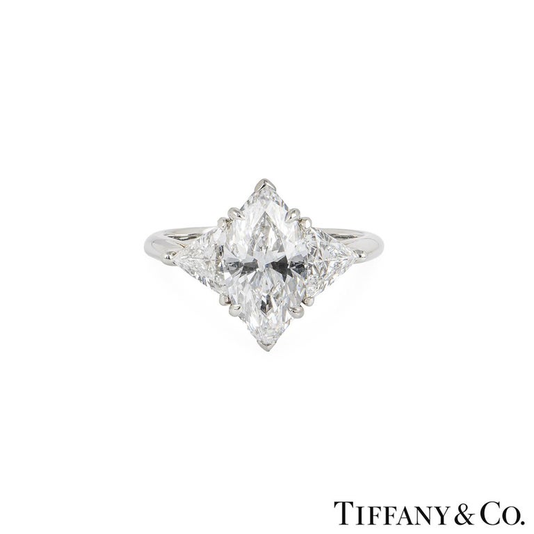 Women's Tiffany & Co. Platinum Marquise Cut Diamond Ring 2.38ct D/IF For Sale