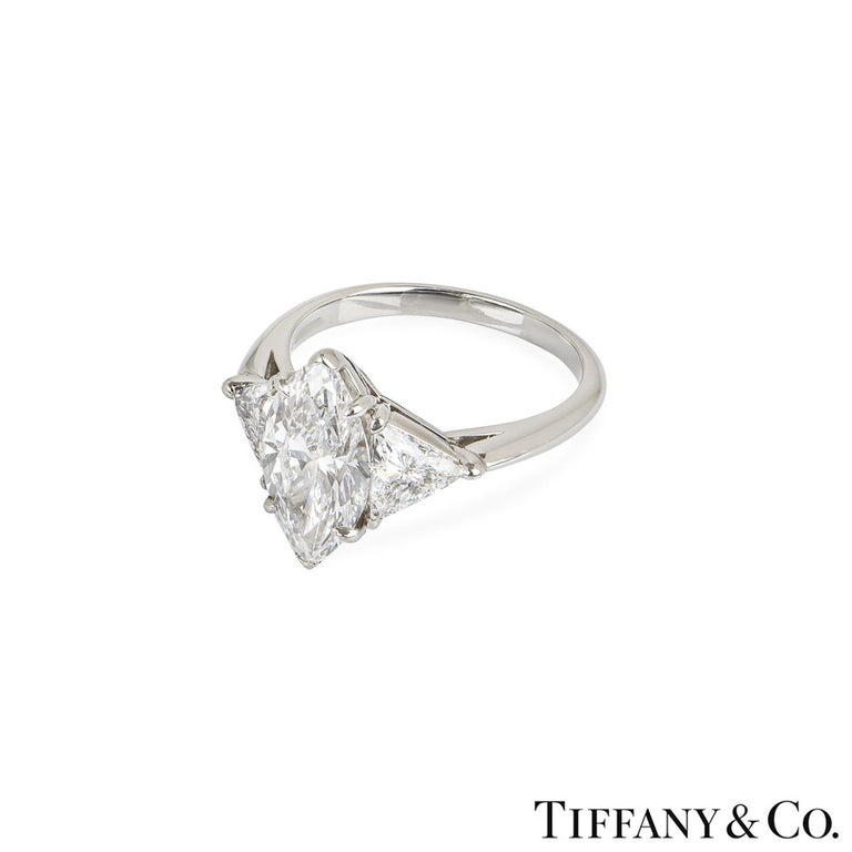Tiffany & Co. Platinum Marquise Cut Diamond Ring 2.38ct D/IF For Sale 1