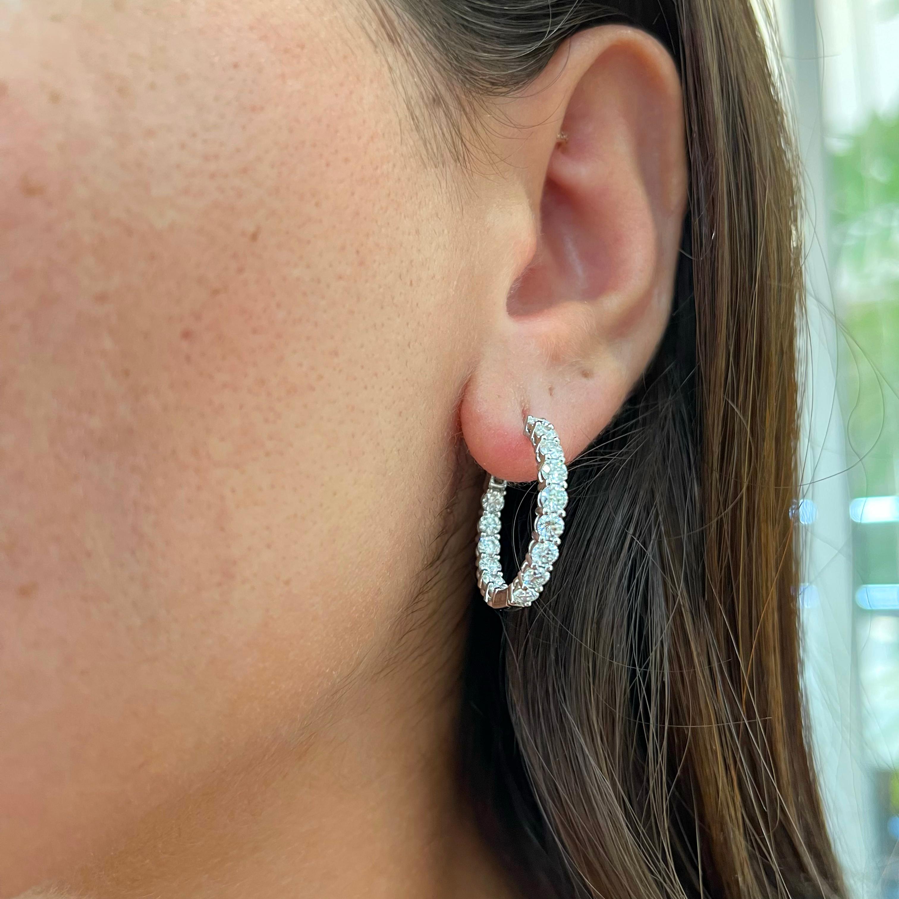 Round Cut Tiffany & Co. Platinum Medium Inside-out Round Diamond Hoop Earrings