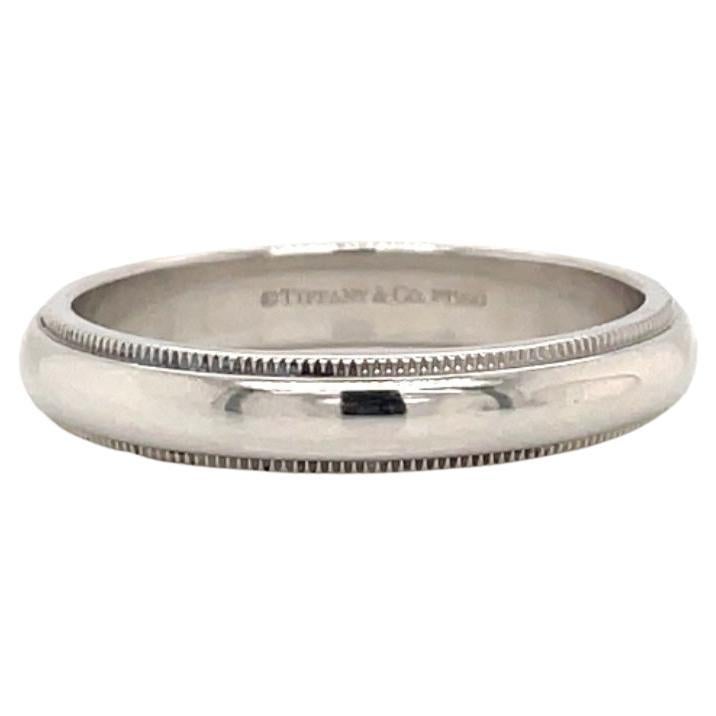 Tiffany & Co Platinum Mens Milgrain Wedding Band Ring