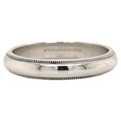 Tiffany & Co Platinum Mens Milgrain Wedding Band Ring