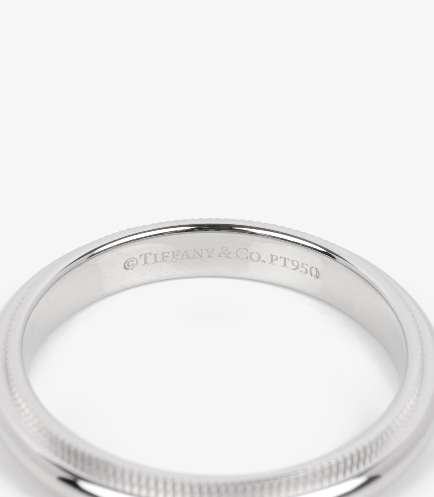 Women's or Men's Tiffany & Co. Platinum Milgrain Wedding Band Ring For Sale