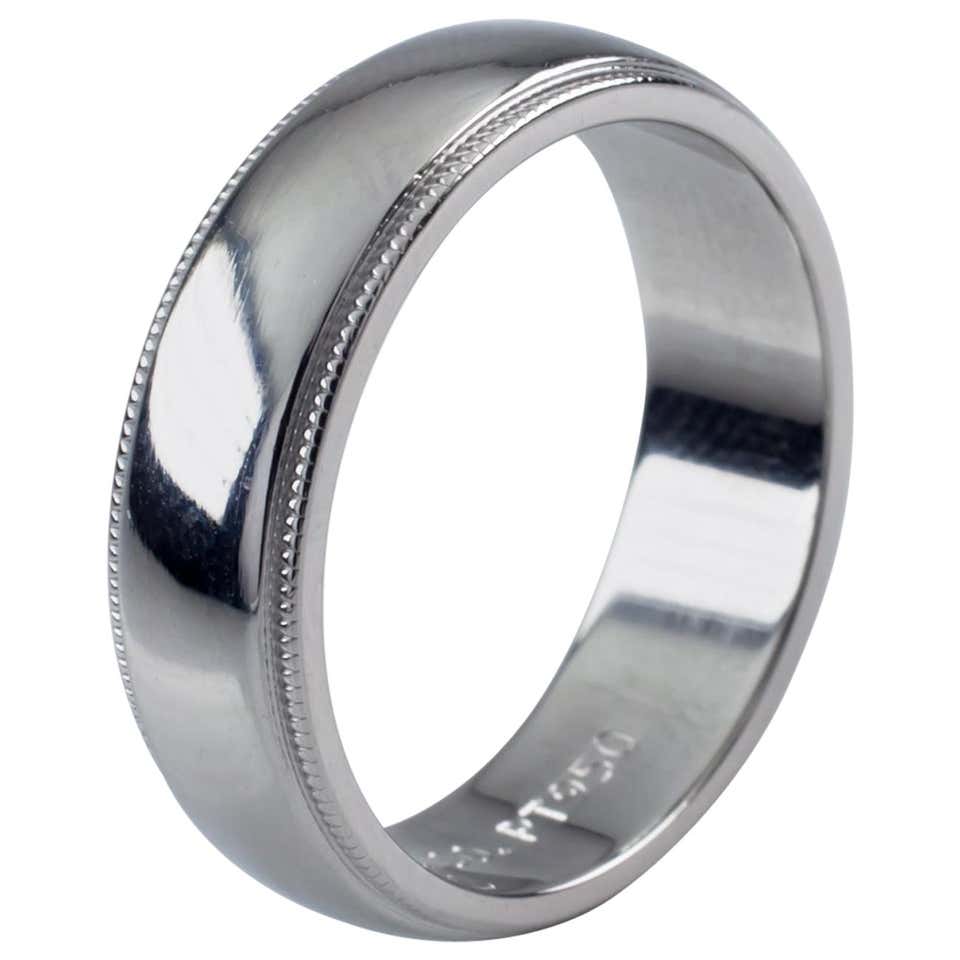 Tiffany and Co. Platinum Milgrain Men's Wedding Band Ring For Sale at ...