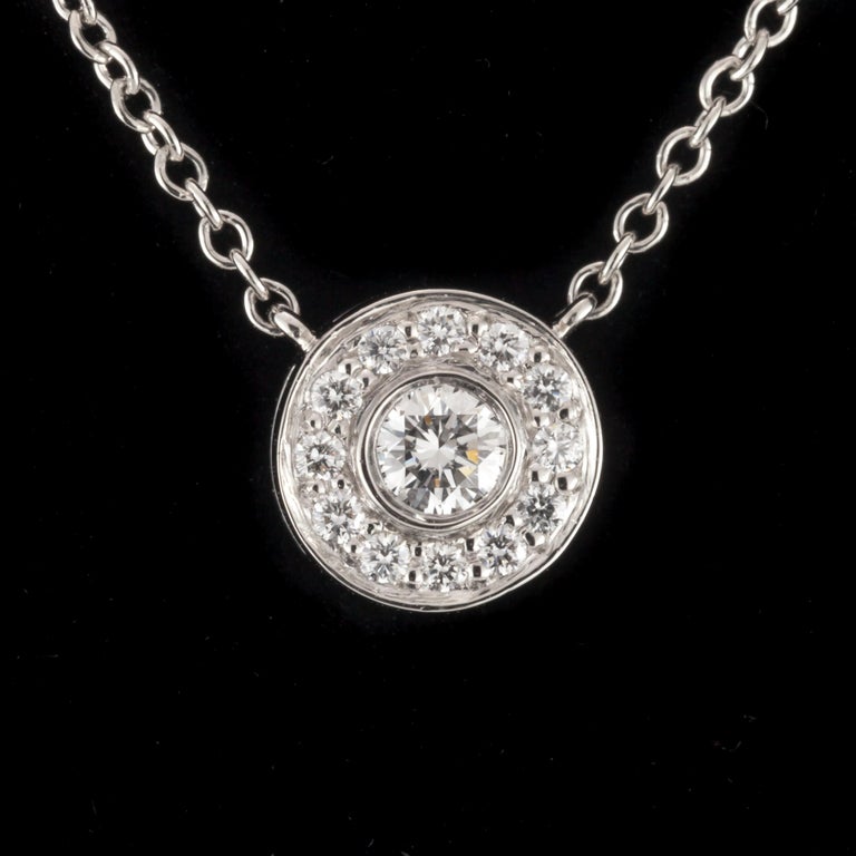 Tiffany and Co Platinum Mini Circlet Diamond Pendant W/ Box and Case ...