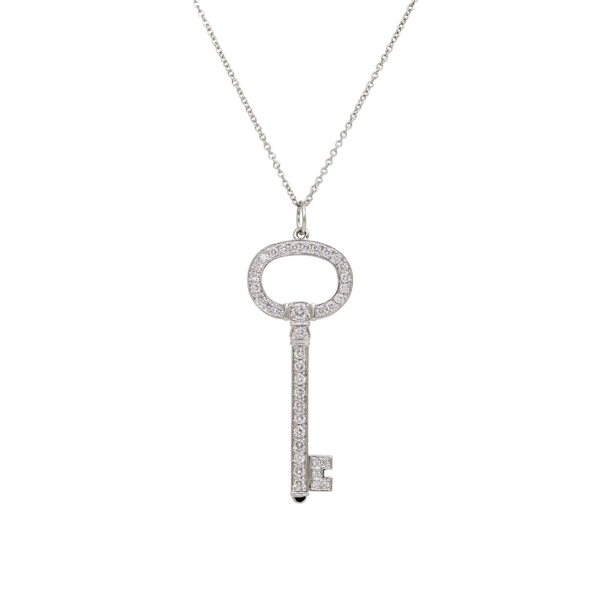 Tiffany & Co. Platinum Natural 0.58 Carat Diamond Oval Key Necklace

Tiffany & Co. platinum necklace featuring 0.58 carats of natural diamonds in an elegant oval key design. Timeless sophistication, perfect for any occasion. Authenticity guaranteed.