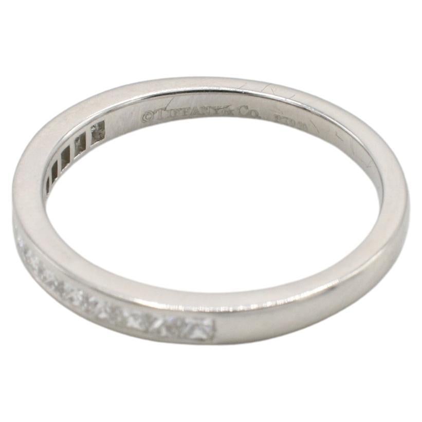Modern Tiffany & Co. Platinum Natural Princess Cut Diamond Half Wedding Band Ring For Sale