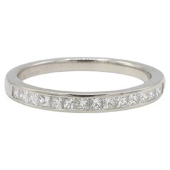Tiffany & Co. Platinum Natural Princess Cut Diamond Half Wedding Band Ring