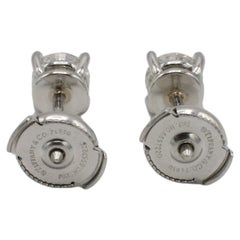 Tiffany & Co. Platinum Natural Round Diamond 1.11 Carat G VVS1-2 Stud Earrings