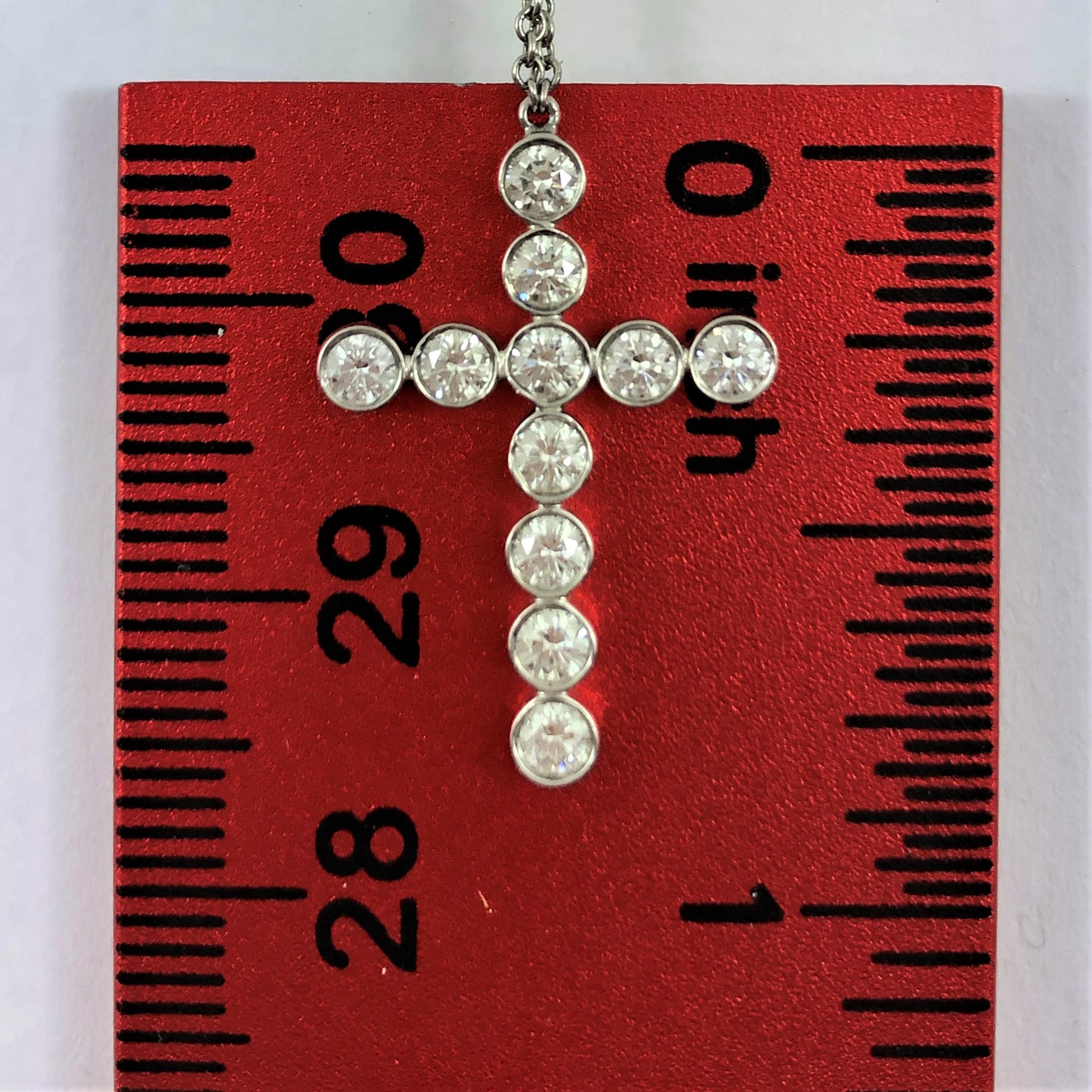 Tiffany & Co. Platinum Necklace and Cross Pendant with Bezel Set Diamonds 4