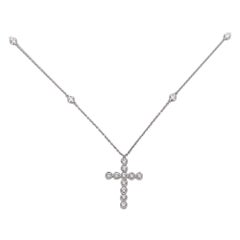 Tiffany & Co. Platinum Necklace and Cross Pendant with Bezel Set Diamonds