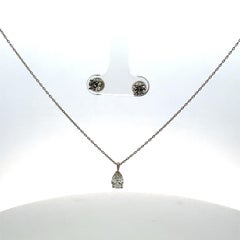 Tiffany & Co Platinum Necklace Earring Set 1.76ct Pear and Round G VS1 Diamonds
