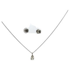 Tiffany & Co Platinum Necklace Earring Set 1.76ct Pear and Round G VS1 Diamonds