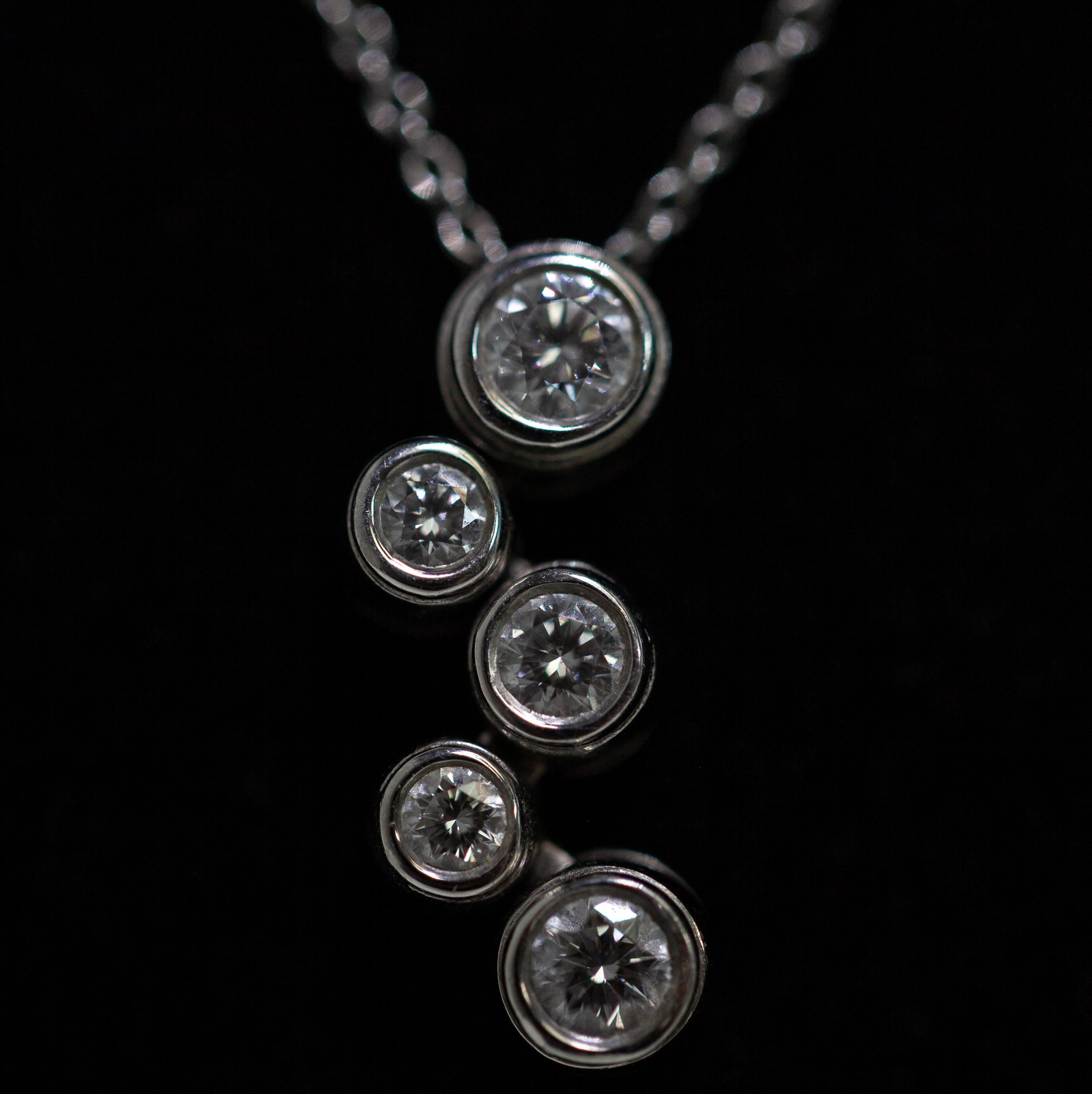 Round Cut Tiffany & Co. Platinum Necklace with Diamond Pendant