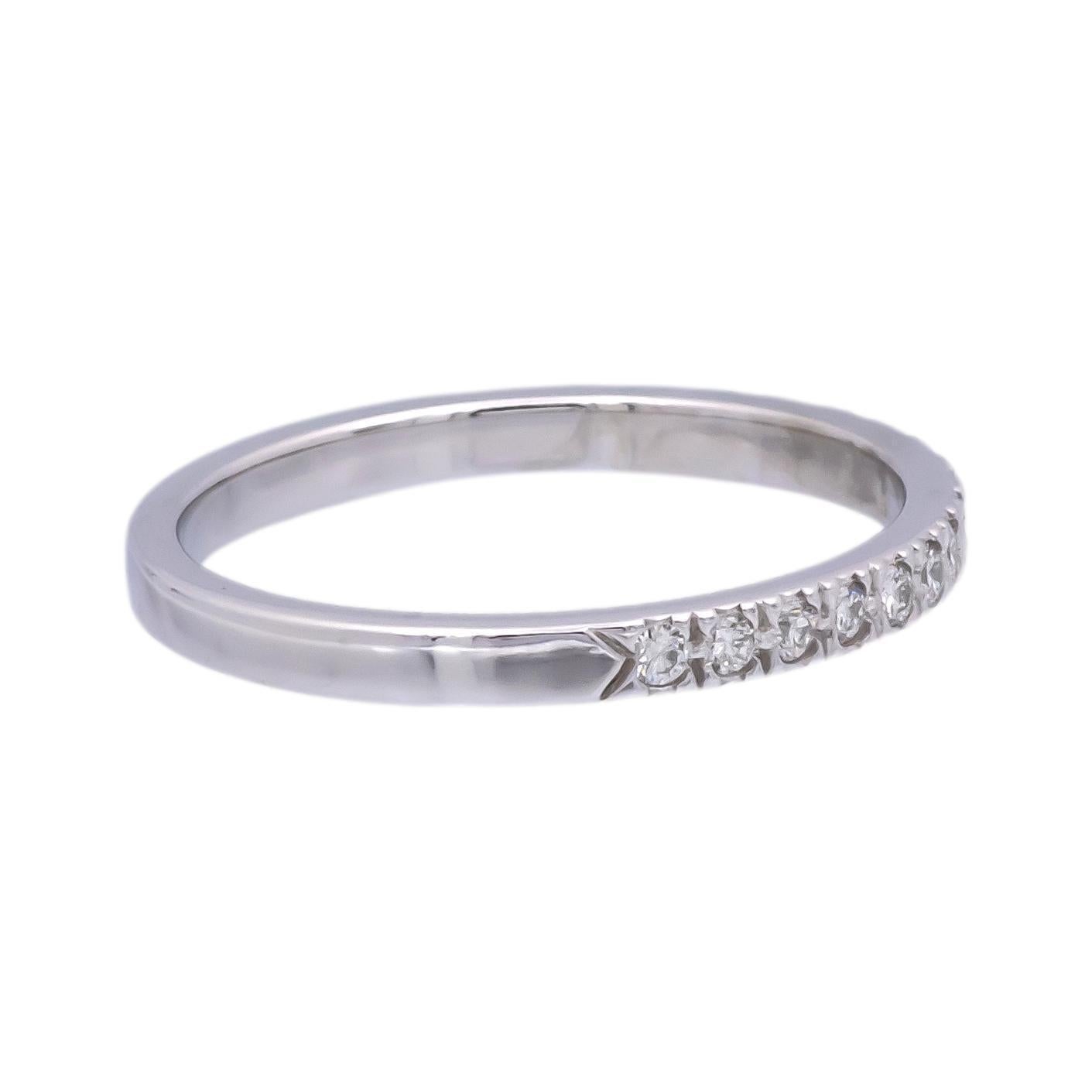 Tiffany & Co. Platinum Novo 2mm 0.18 cts Total Half-Circle Band Ring Size 7 In Good Condition For Sale In New York, NY
