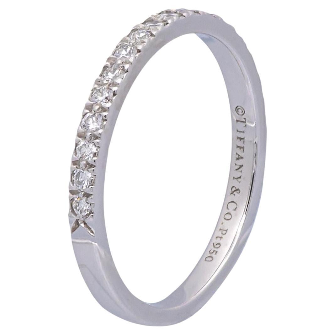 Tiffany & Co. Platinum Novo 2mm 0.18 cts Total Half-Circle Band Ring Size 7
