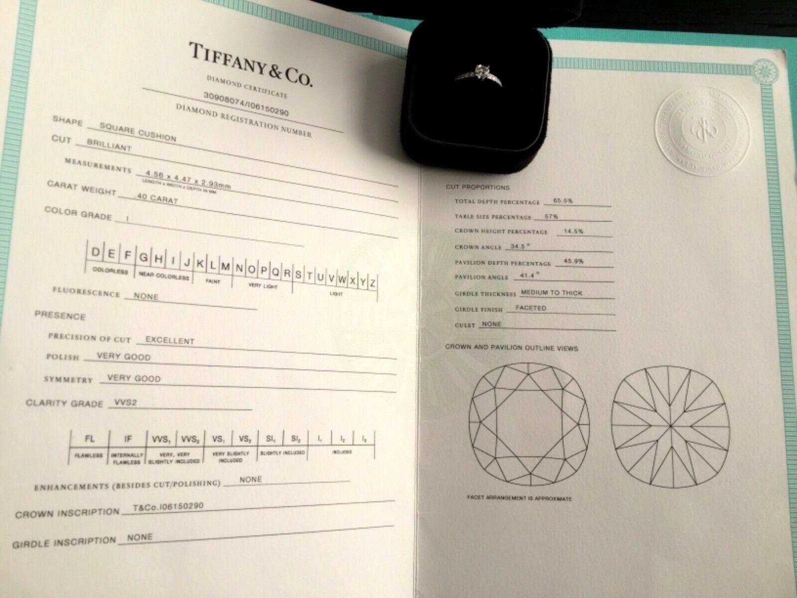 Women's Tiffany & Co. Platinum NOVO .40 Carat I VVS2 Diamond Engagement Ring