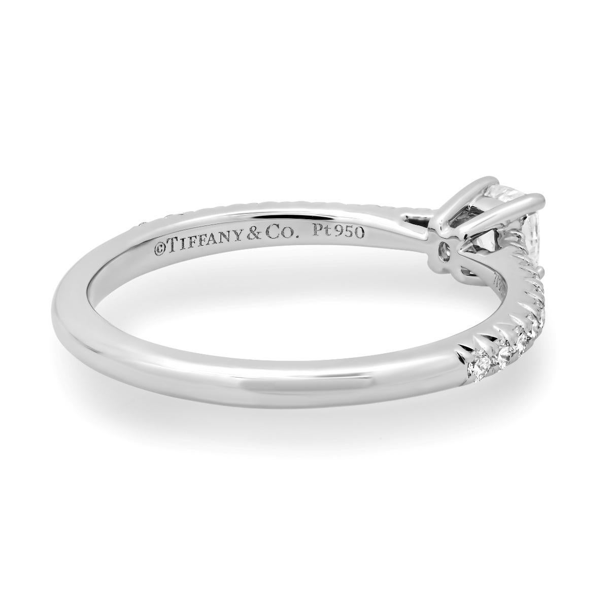 Women's TIFFANY & Co. Platinum Novo Cushion Cut .22ct Diamond Engagement Ring 5.75 For Sale