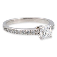 Tiffany & Co. Platinum Novo Cushion Diamond .66cts Total D-E VVS Engagement Ring